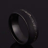 Crushed Meteorite Tungsten Ring Mens Wedding Band Wedding Ring with Meteorite Ring Mens Ring Mens Band - Rings By Pristine
