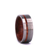 Custom Silver Tungsten Ring Exotic Red Wood Men's Wedding Band 8MM - Rings By Pristine
