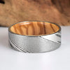 Damascus Steel Ring Olive Wood Men's Wedding Band 8MM - Rings By Pristine