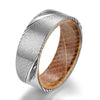 Damascus Steel Whiskey Barrel Ring Damascus Men's Wedding Band 8MM - Rings By Pristine
