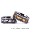 Dark Antler & Aluminum Gold Foil Inlay Tungsten Men's Wedding Band 8MM - Rings By Pristine