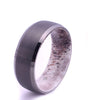Deer Antler Ring in Tungsten Gun Metal Grey Men's Wedding Band 8MM - Rings By Pristine