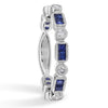 Diamond And Sapphire Wedding Band 18kt White Gold - Rings By Pristine