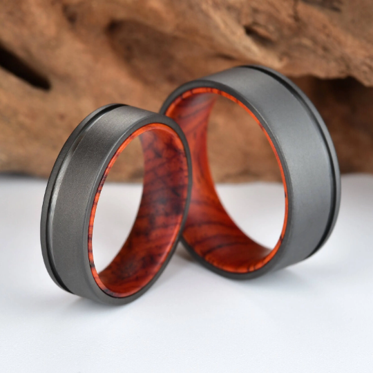 Titanium Cocobolo Men's Wedding Band 8MM - Rings By Pristine 