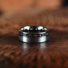 Two Tone Black Tungsten Meteorite Men's Wedding Band 8MM - Rings By Pristine 