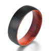 Gun Metal Grey Sand Blasted Ring Exotic Cocobolo Wood Men's Wedding Band 6MM-8MM - Rings By Pristine