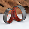 Gun Metal Grey Sand Blasted Titanium Ring - Exotic Cocobolo Wood - Rings By Pristine
