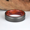Gun Metal Grey Sand Blasted Titanium Ring - Exotic Cocobolo Wood - Rings By Pristine