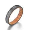 Gun Metal Grey Sand Blasted Titanium Ring Exotic Olive Wood Men's Wedding Band 4MM-8MM - Rings By Pristine