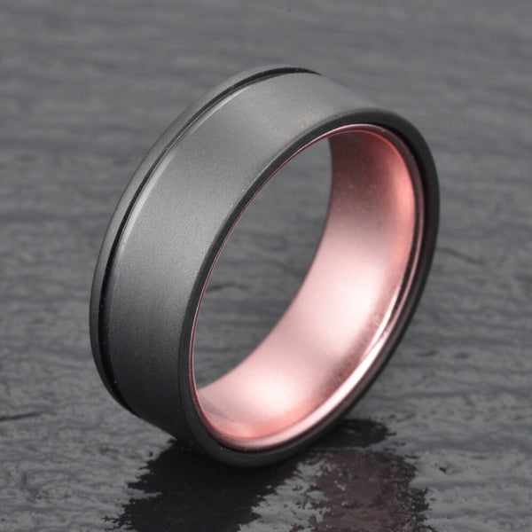 Gun Metal Grey Titanium Ring Pristine Rose Men's Wedding 4MM-8MM - Rings By Pristine