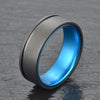 Gun Metal Grey Titanium Wedding Ring Pristine Blue Men's Wedding Band 4MM-8MM - Rings By Pristine