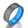 Gun Metal Grey Titanium Wedding Ring Pristine Blue Men's Wedding Band 4MM-8MM - Rings By Pristine