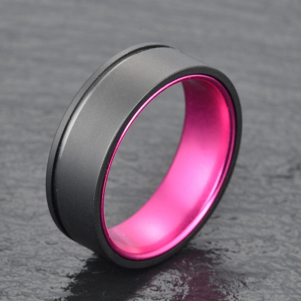 Gun Metal Grey Titanium Wedding Ring - Pristine Purple - Rings By Pristine
