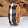 Whisky Barell Wood Mens Wedding Ring Black Tungsten Rose Tungsten Bourbon Whisky Wood Lined Whisky Barrel White Oak Mens Wedding Band