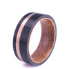 Whisky Barell Wood Mens Wedding Ring Black Tungsten Rose Tungsten Bourbon Whisky Wood Lined Whisky Barrel White Oak Mens Wedding Band