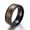 Koa Wood Guitar String Black Ceramic Men's Wedding Band 8MM - Rings By Pristine