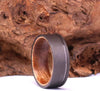 Koa Wood Gunmetal Grey Titanium Sandblasted Men's Wedding Band 4MM-8MM - Rings By Pristine