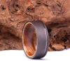 Koa Wood Gunmetal Grey Titanium Sandblasted Men's Wedding Band 4MM-8MM - Rings By Pristine