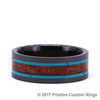 Koa Wood & Turquoise Black Ceramic Men's Wedding Band 8MM - Rings By Pristine