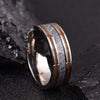 Meteorite Titanium Ring Koa Wood Inlay Mens Meteorite Wedding Band Titanium Band Mens Wedding Ring Wedding Ring with Meteorite Ring Titanium - Rings By Pristine