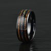Opal and Koa Wood Black Ceramic Men's Wedding Band 6MM-8MM - Rings By Pristine