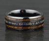 Opal and Koa Wood Black Ceramic Men's Wedding Band 6MM-8MM - Rings By Pristine