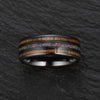 Opal Wedding Band with Koa Wood Black Ceramic - Rings By Pristine