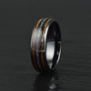 Opal Wedding Band with Koa Wood Black Ceramic - Rings By Pristine