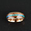 Rose Tungsen Band | Koa Wood | Opal | Wedding Band | His & Her Matching | Wedding Ring | Rings By Pristine | Opal Rings | Opal Jewelry - Rings By Pristine