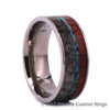 Silver Titanium Ring - Antler Koa Wood & Crushed Turquise Inlay - Rings By Pristine