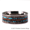 Silver Titanium Ring - Deer Antler Koa Wood & Crushed Turquoise - Rings By Pristine