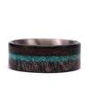Silver Titanium Ring - Ebony Wood Antler Crushed Turquoise - Rings By Pristine