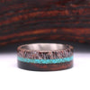 Silver Titanium Ring - Ebony Wood Antler Crushed Turquoise - Rings By Pristine