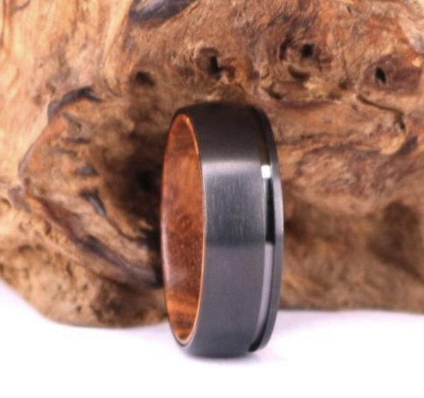 Titanium Ring | Zebra Wood | Mens Wedding Band | Mens Wedding Ring | Wood Wedding Ring | Mens Wood Band | Mens Ring | Wooden Ring - Rings By Pristine