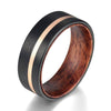 Tungsten and Wood Ring Koa Wood Wedding Band Lined With Exotic Koa Wood Rose Tungsten Piping 8MM Mens Wedding Band Custom Rings By Pristine - Rings By Pristine