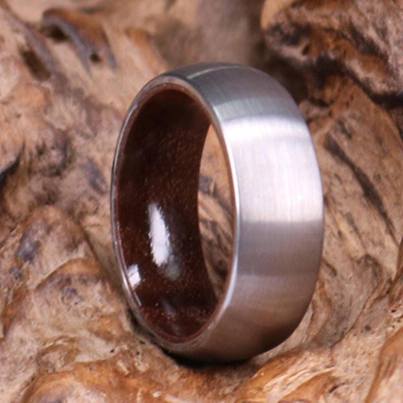 Tungsten Mens Wedding Band | Walnut Wood | Mens Wedding Ring | Mens Band | Wood Ring | Walnut Wood Ring | Tungstne Rings | Tungsten Bands - Rings By Pristine