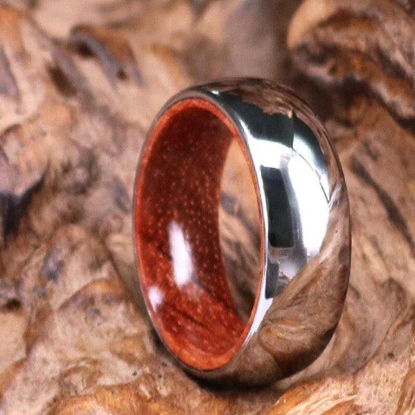 Tungsten Ring - Exotic Rose Wood - Rings By Pristine