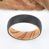 Tungsten Ring, Olive Wood Ring, Mens Wedding Band, Wood Wedding Ring, Mens Wood Band, Black Tungsten Ring, Tungsten Mens Wedding Ring - Rings By Pristine