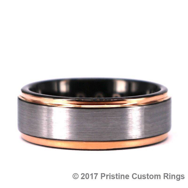 Tungsten Ring - Silver Black Rose - Rings By Pristine