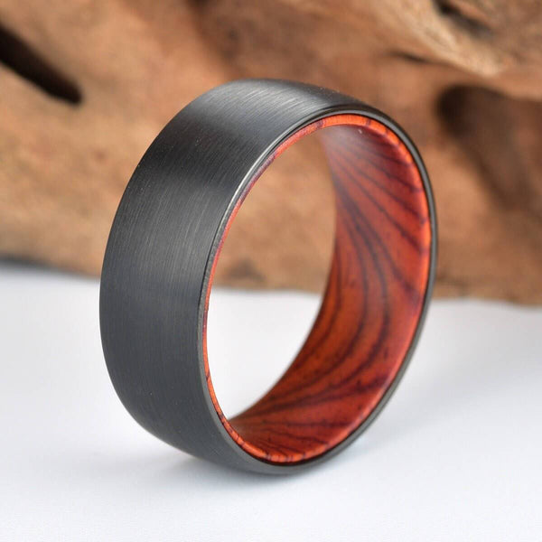 Tungsten Wedding Ring | Cocobolo Wood | Cocobolo Ring | Mens Wedding Ring | Mens Wedding Band | Mens Ring | Tungsten Band | Mens Bands - Rings By Pristine
