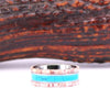 Tungsten Wood Inlayed Ring With Exotic Antler and Turquise - 8MM - Rings By Pristine