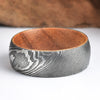 Twist Damascus Steel Wedding Ring Exotic Koa Wood - Rings By Pristine