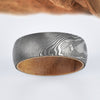 Twist Damascus Steel Wedding Ring Exotic Koa Wood - Rings By Pristine