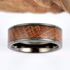 Whisky Barell Wood Mens Wedding Ring Black Ceramic Wood Ring Lined with Whisky Barrel White Oak Mens Wedding Band Rings By Pristine - Rings By Pristine