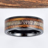 Whisky Barrel Wood Antler Black Ceramic Ring Mens Wedding Band Antler Ring Bourbon Whisky Ring Whisky Inlay Wedding Band Unique Wood Ring - Rings By Pristine