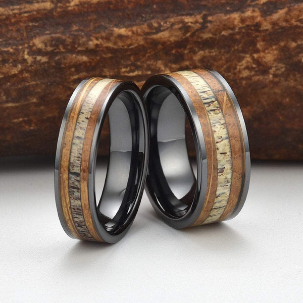 Men's Country The Lynchburg | Black Hammered Charred Whiskey Barrel Wedding Ring Size 14.5