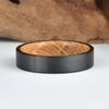 Whisky Barrel Wood Black Tungsten Men's Wedding Band 4MM-8MM - Rings By Pristine