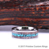 White Tungsten Ring - Exotic Antler & Crushed Turquoise - Rings By Pristine