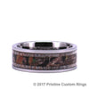 White Tungsten Ring - Exotic Antler & Green Cameo - Rings By Pristine