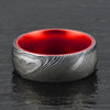 Wood Grained Damascus Ring Red Anodized Aluminum Interior